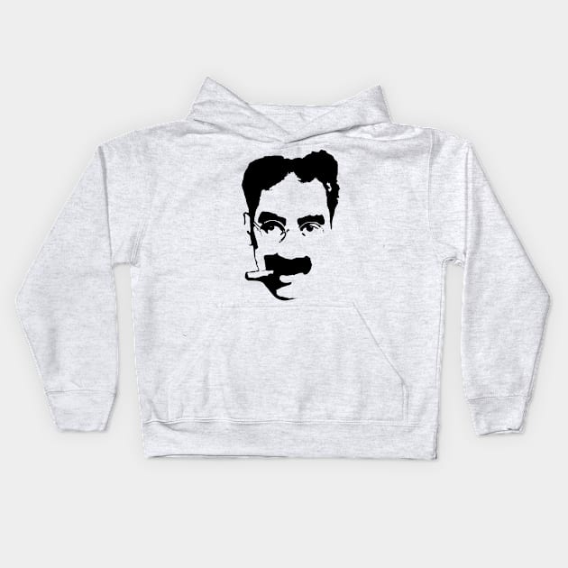 Groucho Marx Pop Art Portrait in Black and White Kids Hoodie by Hot-Proper-Tees